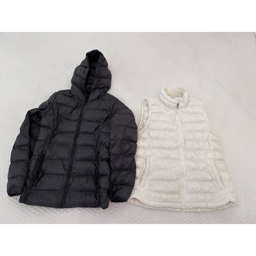 32 Degrees Gray Puffer Jacket (Small) and White Vest Combo (Medium) - Picture 2 of 4